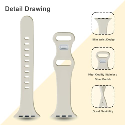 Image of Slim Band Compatible with Apple Watch Bands 38mm 40mm 41mm 42mm 44mm 45mm 46mm 49mm for Women Men,Soft Thin Narrow Silicone Sport Strap Wristbands for iWatch Series 11 10 9 8 7 6 5 4 3 2 1 SE Ultra StarLight