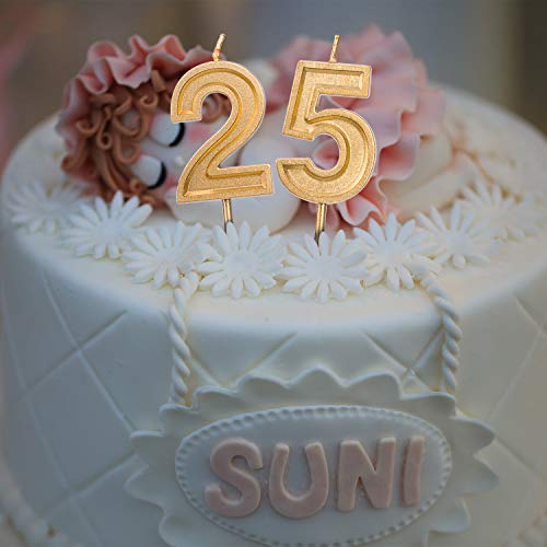 LUTER Gold Glitter Happy Birthday Cake Candles Number Candles Number 8 Birthday Candle Cake Topper Decoration for Party Kids Adults - Thumbnail 7