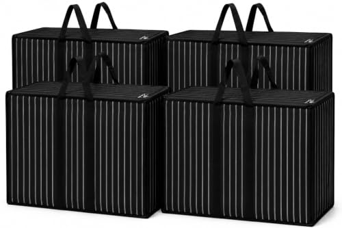 Image of Multipurpose Extra Large Big Heavy Duty Storage Organizer Canvas Bag Reusable Canvas Shopper Bag With Strong Handle (Pack of 4)