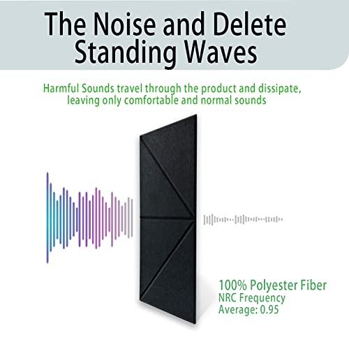 Ensepst 8 Pack Acoustic Panels With Self-Adhesive,15.7" X 7.85" X 0.47" Soundproof Wall Panels, High Density Beveled Edge Sound Absorbing Panels, Acoustic Treatment For Studio Home And Office (Black) #TOP5