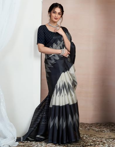 Image of SIRIL Women's Cotton Printed Saree With Unstitched Blouse Piece