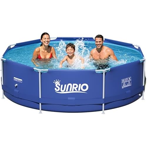 Metal Pro 8ft X 30in Round Pool Durable Steel Frame Above Ground Pool for Outdoor Backyard Swimming Pool Suitable Friends Family Adults Kids
