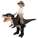 Alaoo Inflatable Dinosaur Costume for Kids, T-Rex Inflatable Costume with Hat, Funny Ride-on Black Dinosaur Halloween Costumes for Halloween Christmas Cosplay Masquerade Party (120-150cm)