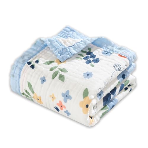 Image of Muslin Quilt Baby Blankets 43 * 43in, Neutral Toddler Cooton Swaddle Blanket, Soft Receiving Blankets for Unisex Baby Girl Boy,Cobijas para Bebe, Newborn Nuilt Crib