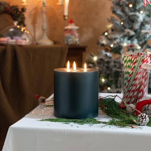 MOZEAL Extra Large 3 Wick Dark Green Pillar Candle, 6" x 6", Unscented, Dripless, Smokeless, and Clean-Burning. Approx. 120 Hours of Burn Time. Perfect for Weddings, Dinners, Christmas and Home Decor by MOZEAL - Image 5