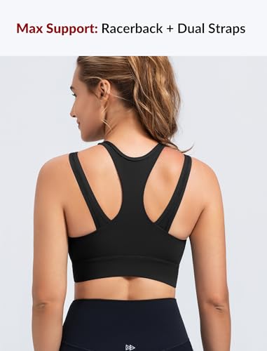 Image of Yvette Front Closure High Support Sports Bras for Women Double Straps Plus Size Sports Bra with Sewn in Pads