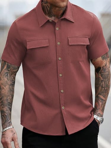 Image of GRECIILOOKS Shirt for Man | Classic Summer Shirt for Man | Men's Regular Fit Soft Cotton Blend Casual Shirts with Button Closure