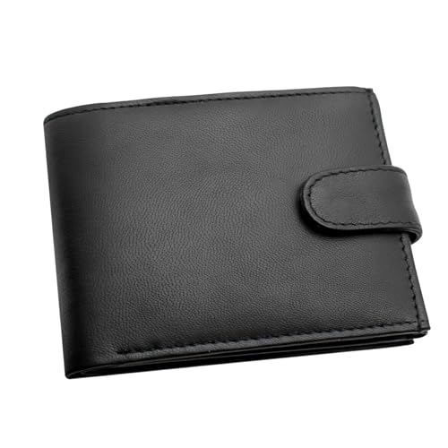 RAS Mens RFID Blocking Genuine Leather Trifold Wallet for Coins Cash and Id 94 Black