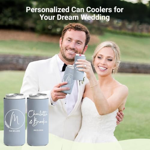 Image of Custom Wedding Can Coolers, Customized Wedding Favors for Guests Bulk(Slim)