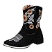 HHHG stivali per le donne al ginocchio alto stivali moda ricamato scarpe retrò vintage cowgril cowboy western calzature all'aperto, 02 Nero, 40.5 EU