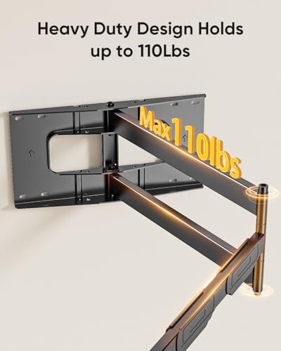 FORGING MOUNT Long Arm TV Mount Full Motion Wall Mount TV Bracket with 43” Extension & Swivel Articulating Arm & Tilt, Fits 42 to 80 Inch Flat/Curve TVs Holds up to 110 lbs, VESA 600x400mm Compatible - Thumbnail 5