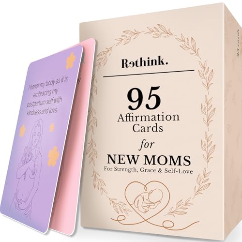 Image of Rethink 95 Affirmation Cards for New Moms - Daily Support Deck for Strength, Grace, Self-Love and Mindful Motherhood - Thoughtful Gift for First-Time and Experienced Moms