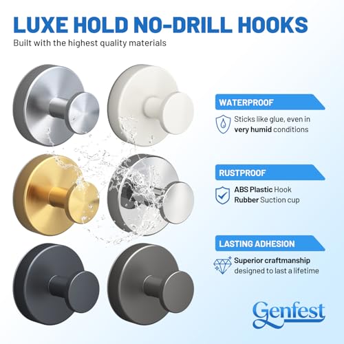 Genfest 2026 Suction Cup Hooks for Hanging, Shower, No-Drill Removable Heavy Duty Suction Cup Hooks for Towel, Shower, Home Storage, Window, Hanging, Bathroom, Kitchen, Glass Door - 3, Silver — view 3