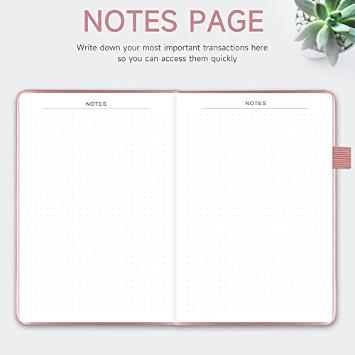 Kumeer Check Register – Elegant Check Registers For Personal Checkbook With Check & Transaction Registers, Hardcover Checkbook Log 5.2X7.6" (Rose Gold) #TOP5