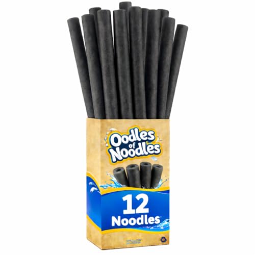 Oodles of Noodles Deluxe Black Pool Noodles Foam - Pack of 12 - Extra Dense