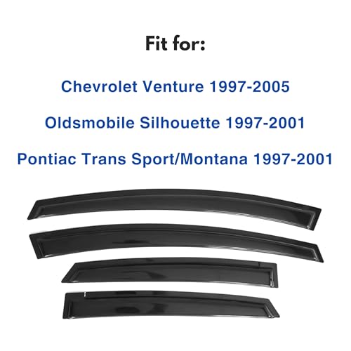 Image of IG Window Visor for Chevy Chevrolet Venture 1997-2005, Oldsmobile Silhouette 1997-2001, Pontiac Trans Sport /Montana 1997-2001, Rain Guard Tape-On Side Vent Deflector, 1998 1999 2000