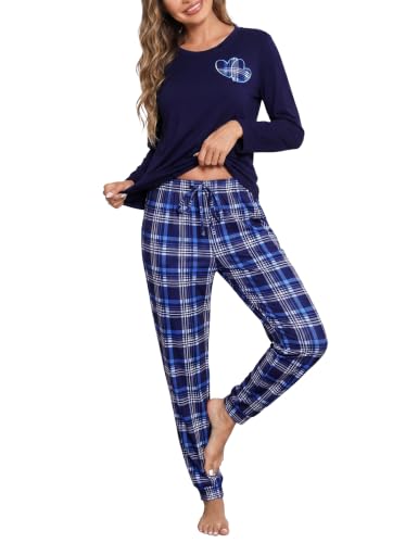 Image of Lounge Wear Sets for Women uk Long Sleeve Pjs Soft Cotton Sleep Nightwear