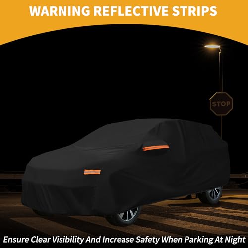 Image of Waterproof All-Weather Universal Car Cover with Right Side Zipper, 210T-PU Black Fits for SUV Up to 181 inch Length
