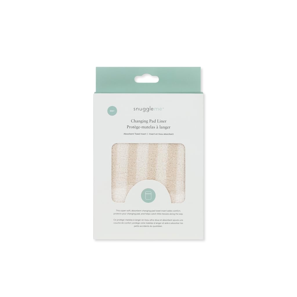 Snuggle Me Organic Baby Changing Pad Diaper Cover,100% Organic Cotton Yarn-Dyed Terry Diaper Changing pad Liner (Natural)