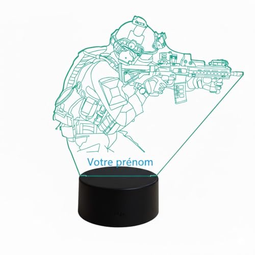 Cadeau personnalisé Lampe 3D Commando veilleuse fabriquée en France