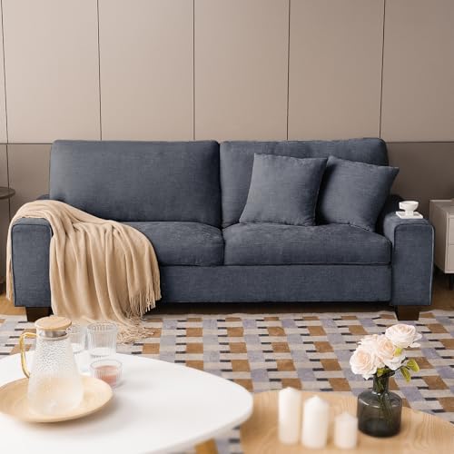 Image of DOPEDIO Modern Loveseat Sofa for Living Room,Chenille Recliner, Removable Cover, Pocket Spring Cushions, Solid Wood Frame, Easy Assembly for Small Spaces (88.58inch,Blue)