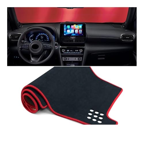 Tapis de tableau de bord antidérapant pour Toyota Yaris Cross XP210 2020-2024 LHD noir liseré rouge