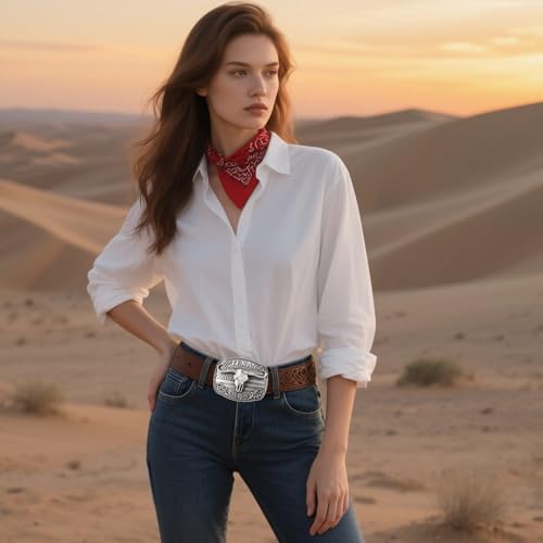 Cowboy Belt Buckle for Men Women Vintage Rodeo Texas Map 1836 Longhorn bull Western Belt Buckles