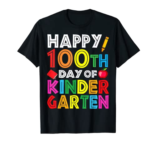 Happy 100th Day of Kindergarten Teacher or Student T-Shirt Camiseta