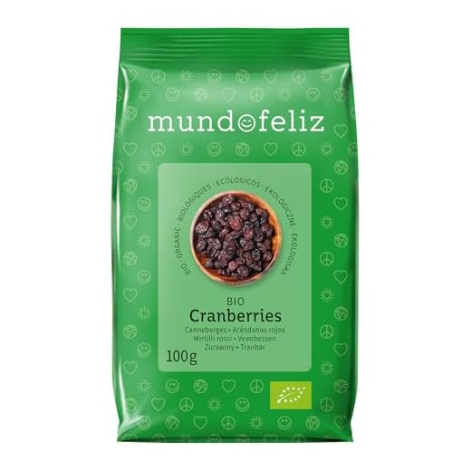 Mundo Feliz - Arándanos rojos ecológicos deshidratados, 5 bolsas de 100 g