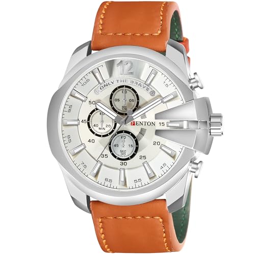 Image of FENTON Trendy Chronograph Watch with Stainless Steel Case, White Dial
