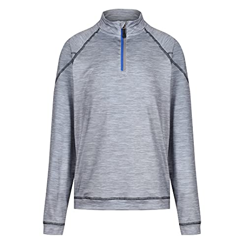 Image of Island Green Boys Performance Wicking Breathable Top Layer Golf Shirt, Grey Marl/Black, 13-14 Years EU