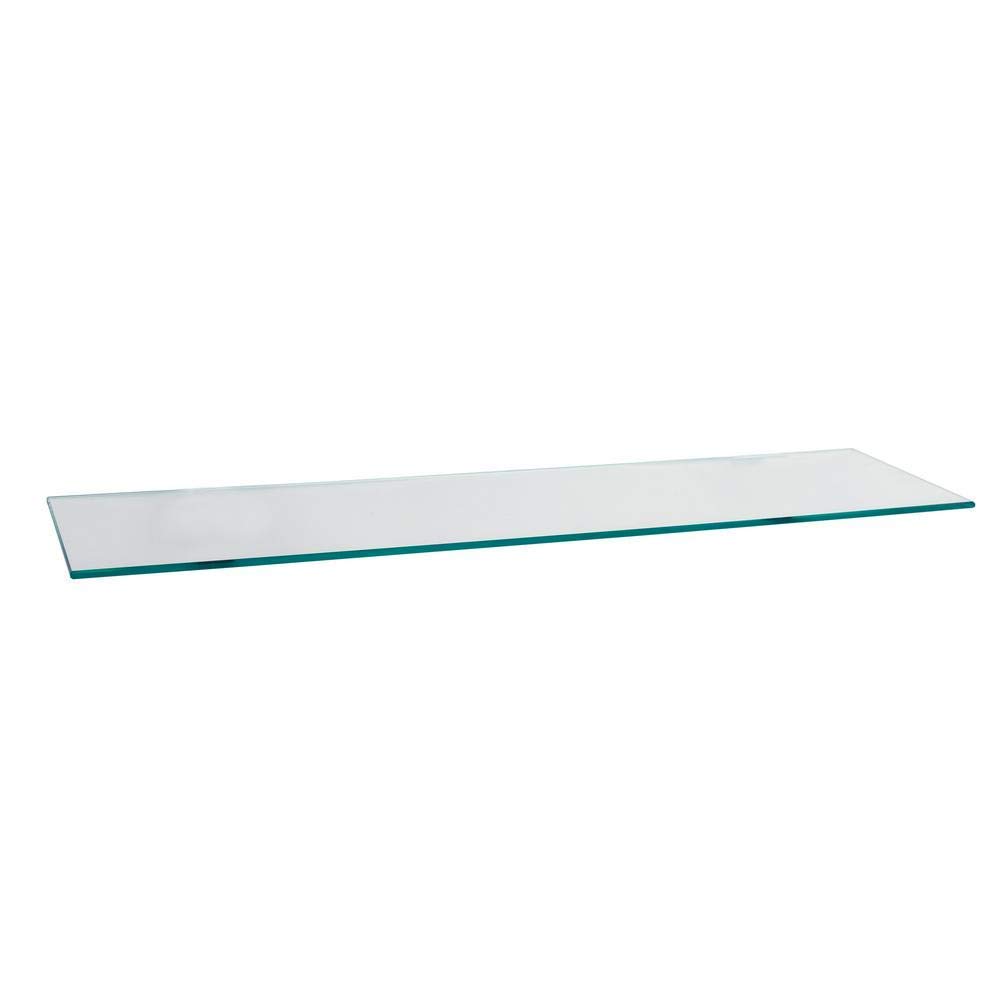 10" X 30" Rectangle Tempered Clear Floating Glass Shelf - Glass Only