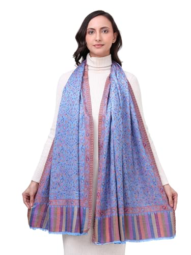 Image of EH Pashmina Stole, Reversible Jamawar weave in beautiful paisley & floral, very soft MODAL fabric, all season Stole, Scarf, Wrap.