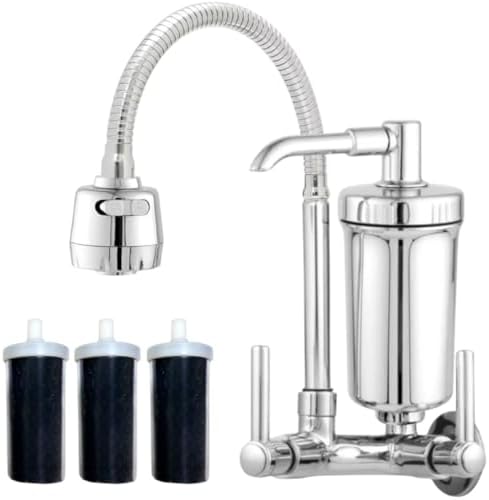 Torneira Cozinha com Filtro Parede Gourmet Flexível - 2 Jatos Aju...