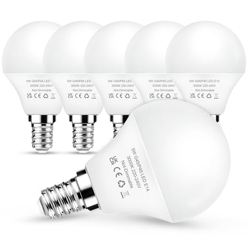6 Stück E14 LED Warmweiss Lampe, 5W Golf P45/G45 E14 Glühbirne, Ersetzt 40 Watt, G45/P45 Birne Warmweiß 3000K, 430LM LED Beleuchtung Energiesparlampe, nicht Dimmbar Leuchtmittel