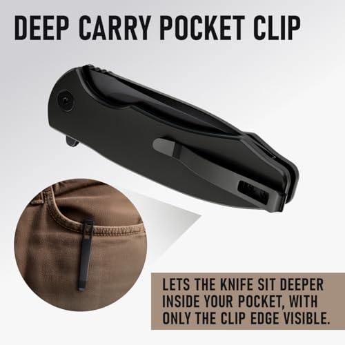 Image of GOOD WORKER High-End Folding Pocket Knife - Smooth Ball Bearing Pivot - Elegant Gift-Ready EDC Knife with Deep Carry Clip, Legal in All States - Gifts for Men, Women 6700 A