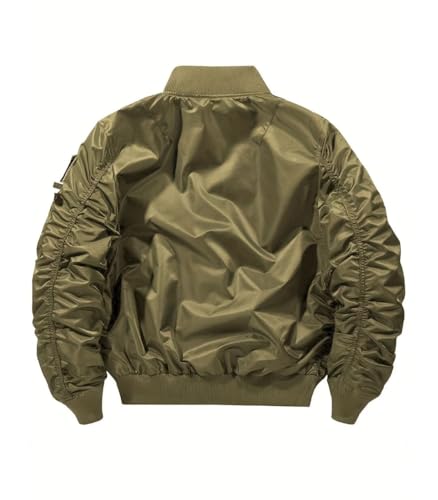Image of FTIMILD Military Bomber Jacket for Men Casual Windbreaker Jacket Mens Spring and Fall Jacket with Pockets and US Armband