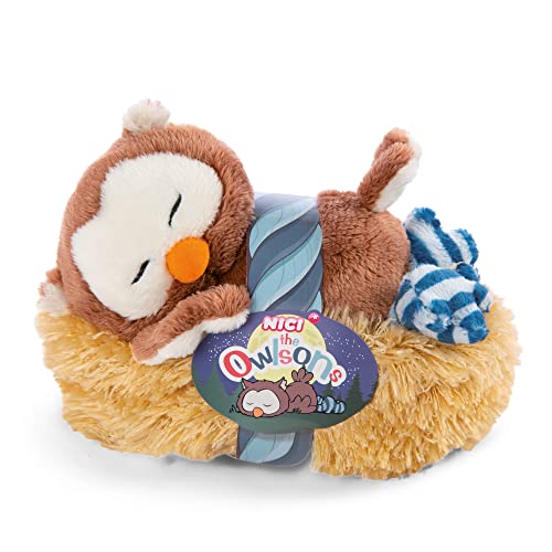 NICI Schlafendes Kuscheltier Eule Oscar im Nest 12cm – Eule Plüschtier für Mädchen, Jungen & Babys – Flauschige Stofftier Eule zum Kuscheln, Spielen & Schlafen – Gemütliches Schmusetier