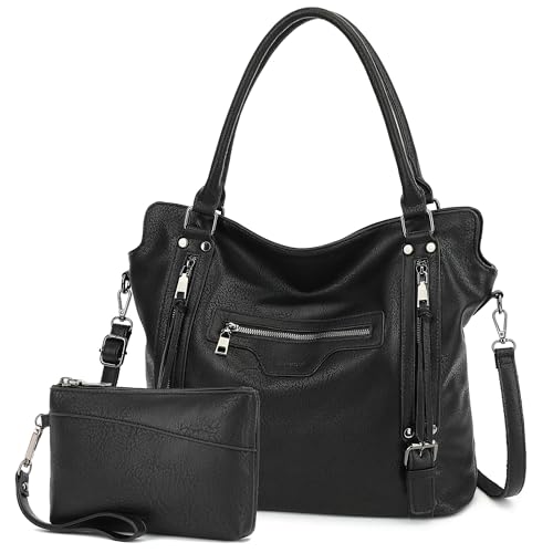 TANTOMI Hobo Bag for Women, Large Crossbody, Black