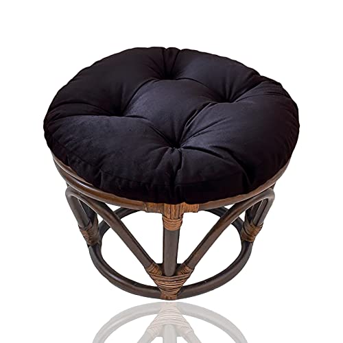 Papasan Footstool Cushion, Papasan Round Chair Cushions, Futon Seat Cushion, Overstuffed Round Tatami Indoor Outdoor Seat Pads Chair Pad, Without Chair,Black,16.5*16.5 in