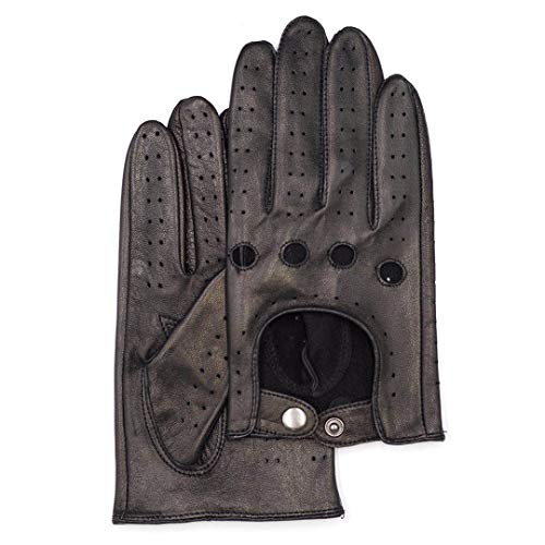 Mens Unlined Leather Driving Gloves,Black,Large