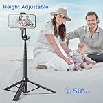 Selfie Stick Travel Tripod for Cell Phone with Remote Control and Phone Holder, Extendable Selfie Stick for iPhone, iPhone Tripod for Video Recording, 50 Inch, Black - Image 3