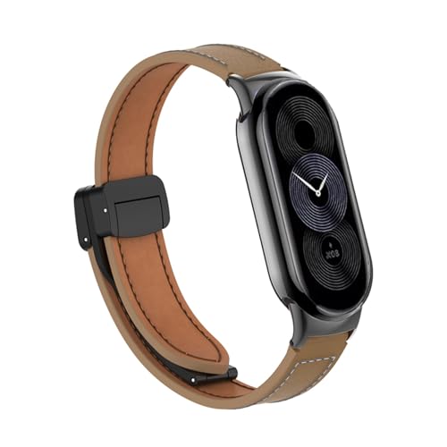 Correa de cuero para Xiaomi Mi Band 9 que evita caídas con imán de seguridad