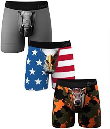 Shinesty Ball Hammock Mens Boxer Briefs with Pouch | Mens Underwear with Fly | US Small 3 Pack Big Game