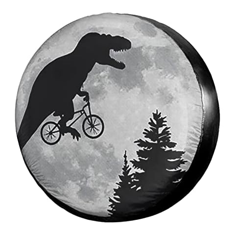 Foruidea Dinosaur Moon Spare Tire Cover Dust-Proof Wheel Tire Cover Fit Trailer, RV, SUV and Many Vehicle 16 Inch Cover