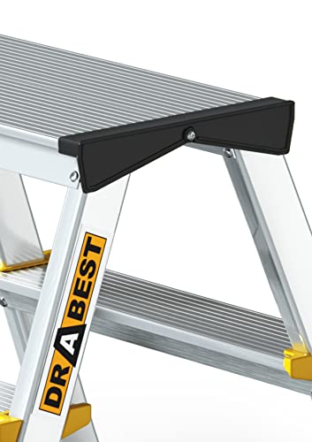 Drabest Klappleiter Leiter Klappbar 2 x 3 Stufen Alu Trittleiter Beidseitig bis 150 kg Belastbar Haushaltsleiter