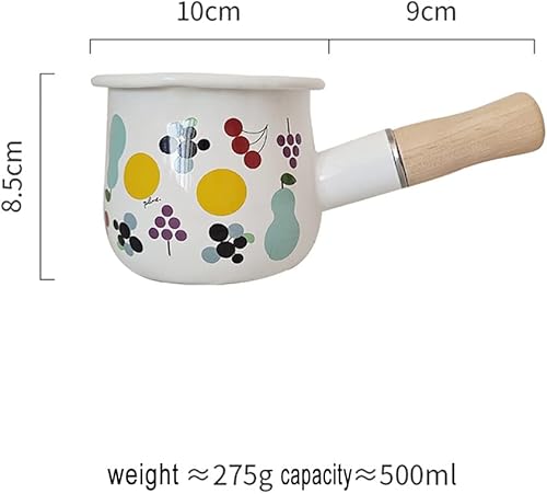 Miniatura 4 de TANFEI Olla de leche esmaltada de 169fl oz mini cacerola antiadherente calentador de mantequilla con mango de madera utensilios de cocina pequeños