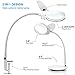TOMSOO Dimmable Magnifying Glass Desk Lamp - 2 in 1 Bright Lighted Magnifier with Stand & Clamp - Adjustable Gooseneck LED Light for Reading, Craft, Hobby, Sewing, Painting, Puzzle, Close Work, 2.25X