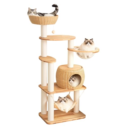Árbol para gatos grande de madera de 57 pulgadas miniatura 1