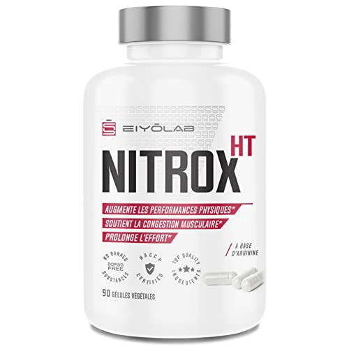 NITROX HT | L-Arginine + Arginine AAKG + Betterave + Ginseng | 3 Sources d’Oxyde Nitrique pour Congestion Optimale | Effet Vasodilatateur | Sans Stimulants | 90 Gélules | Made in France | Eiyolab